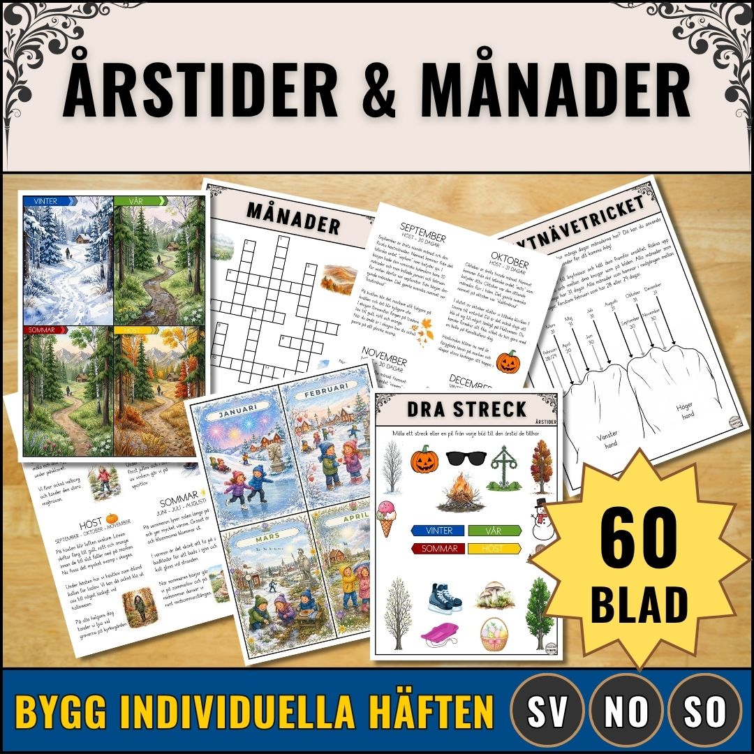 Årstider och månader - Stort materialhäfte