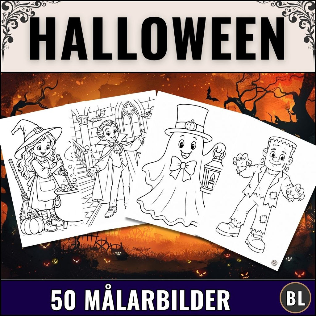 Halloween – 50 målarbilder för barn