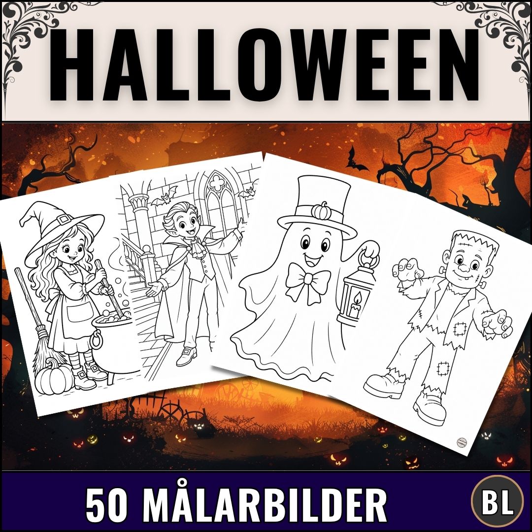 Halloween – 50 målarbilder för barn