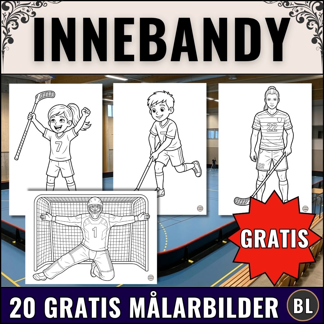 20 gratis enkla målarbilder med innebandytema