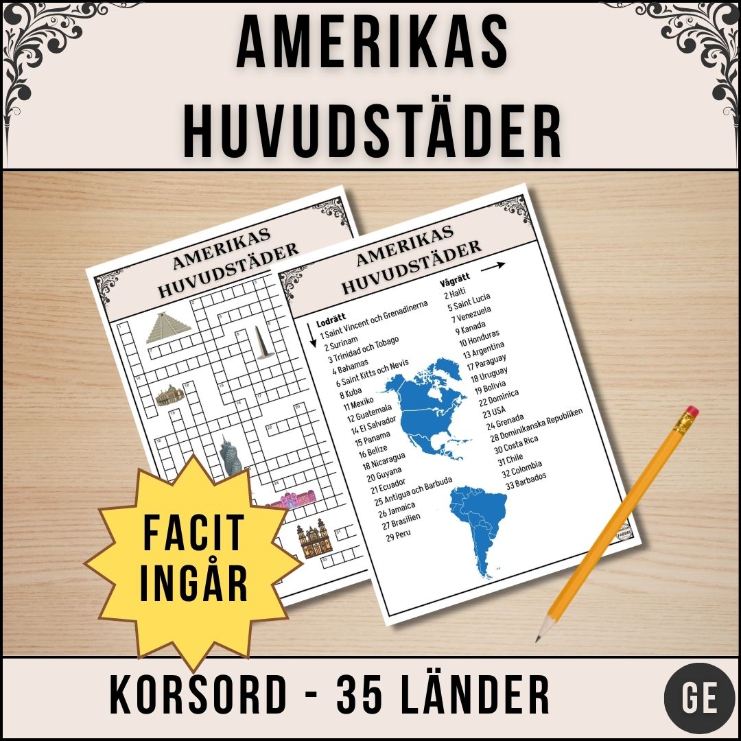 Amerikas Huvudstäder - Korsord