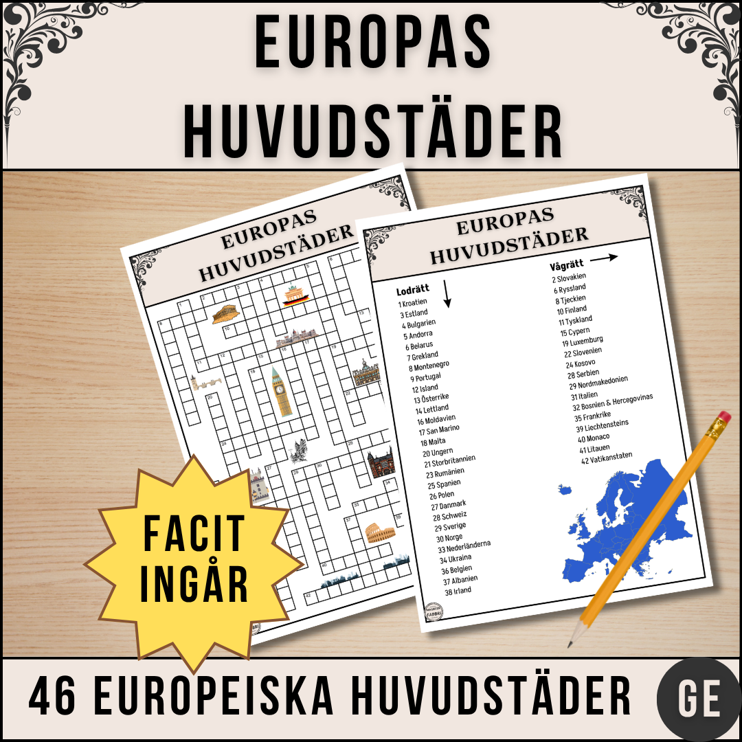 Europas Huvudstäder - Korsord