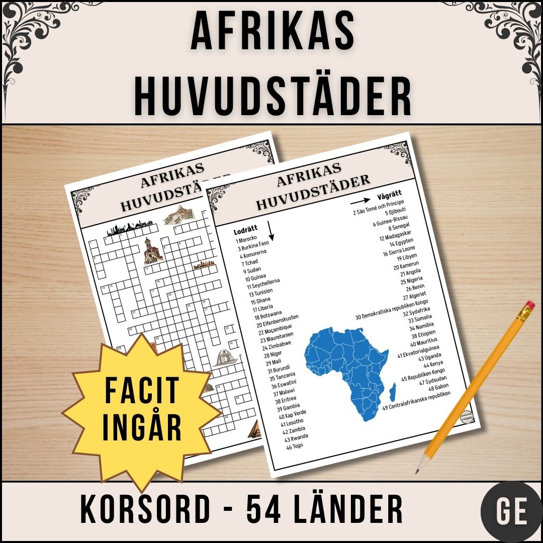 Afrikas Huvudstäder - Korsord