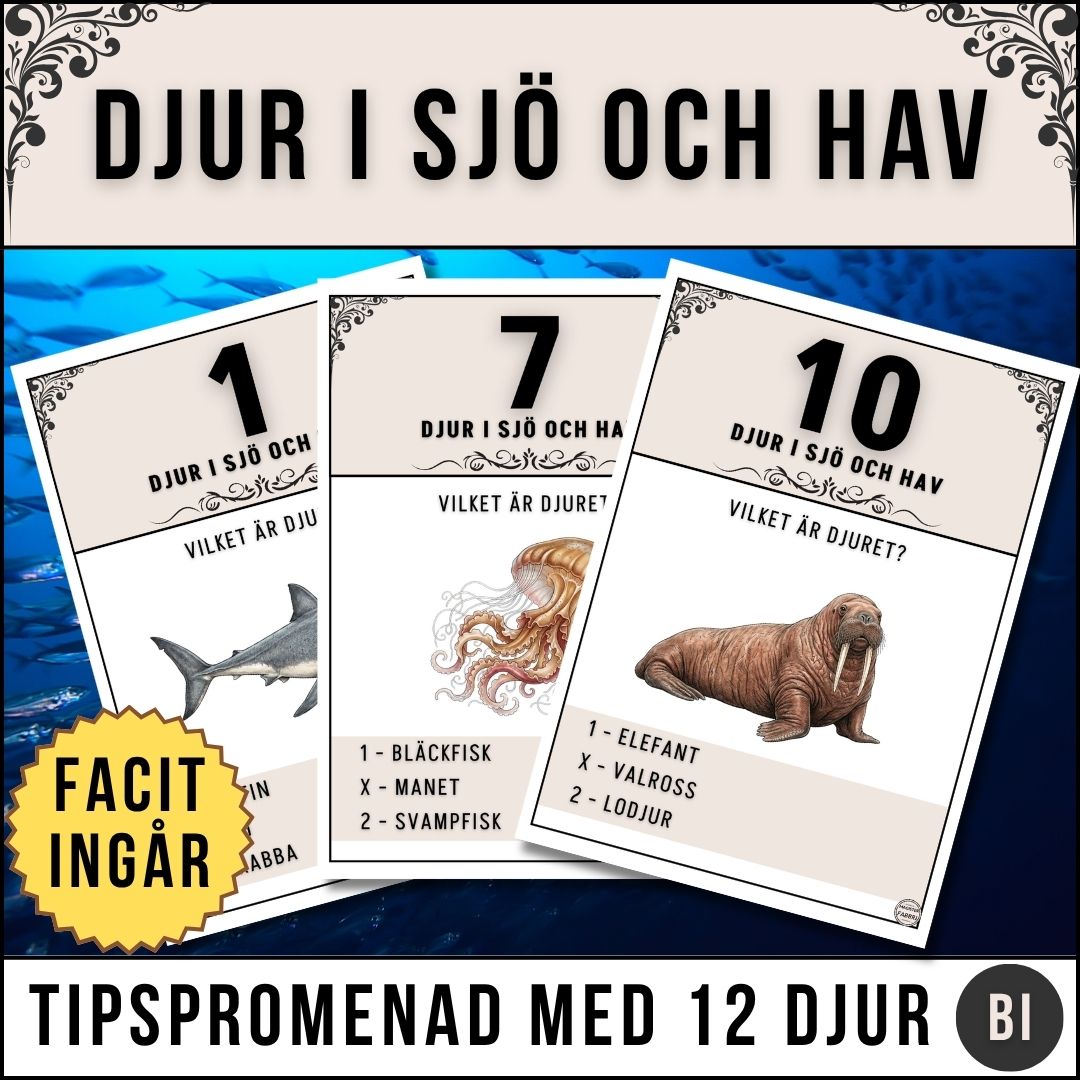 Djur i Sjö och Hav – Tipspromenad