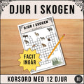 Djur i skogen - Korsord