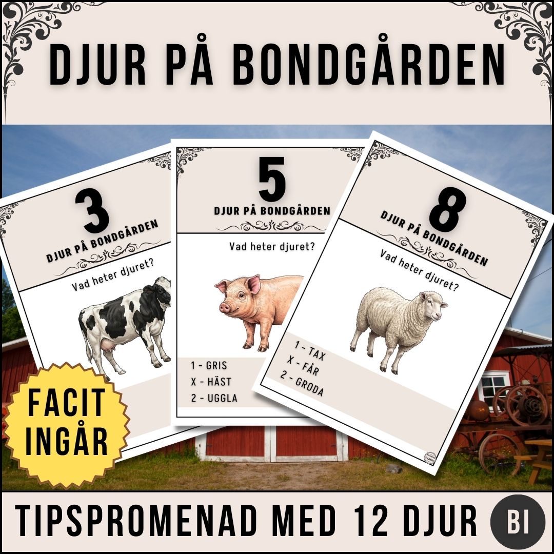 Djur på Bondgården – Tipspromenad