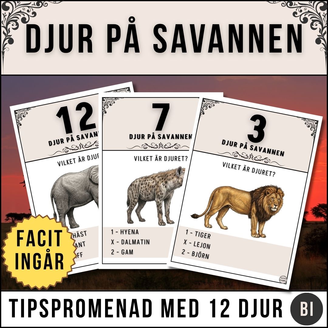 Djur på Savannen – Tipspromenad